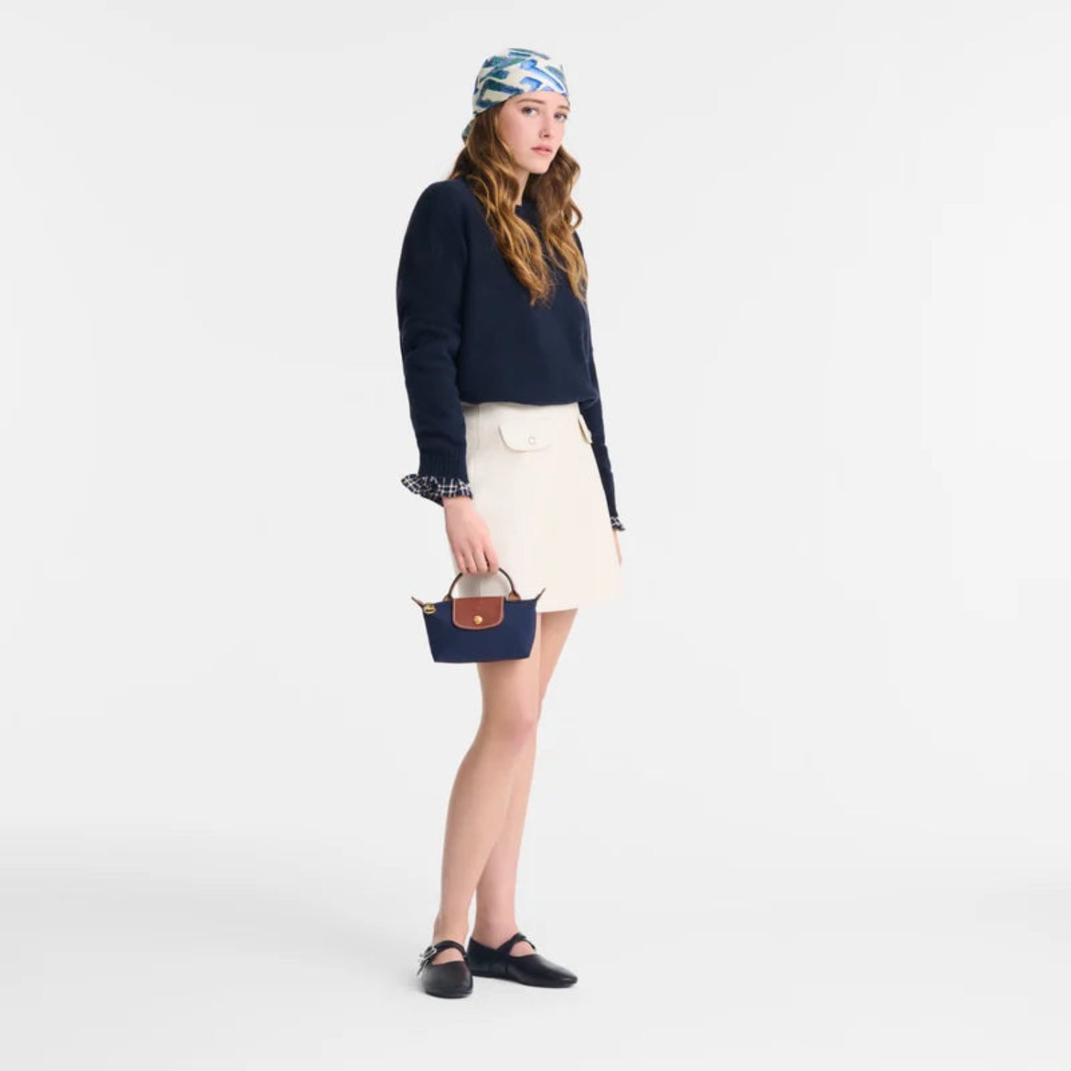Le Pliage Original Pouch with handle - Navy Blue